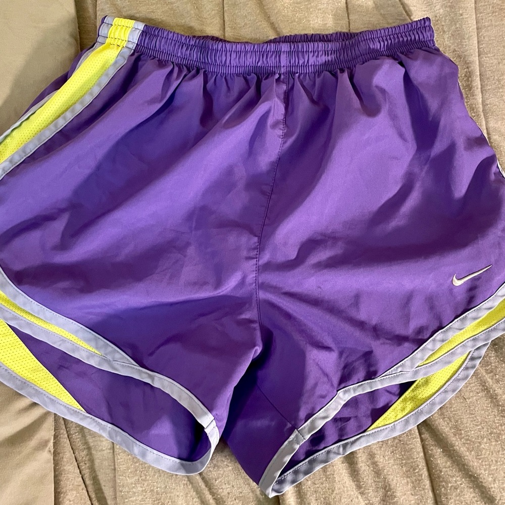 Nike shorts size small purple and green